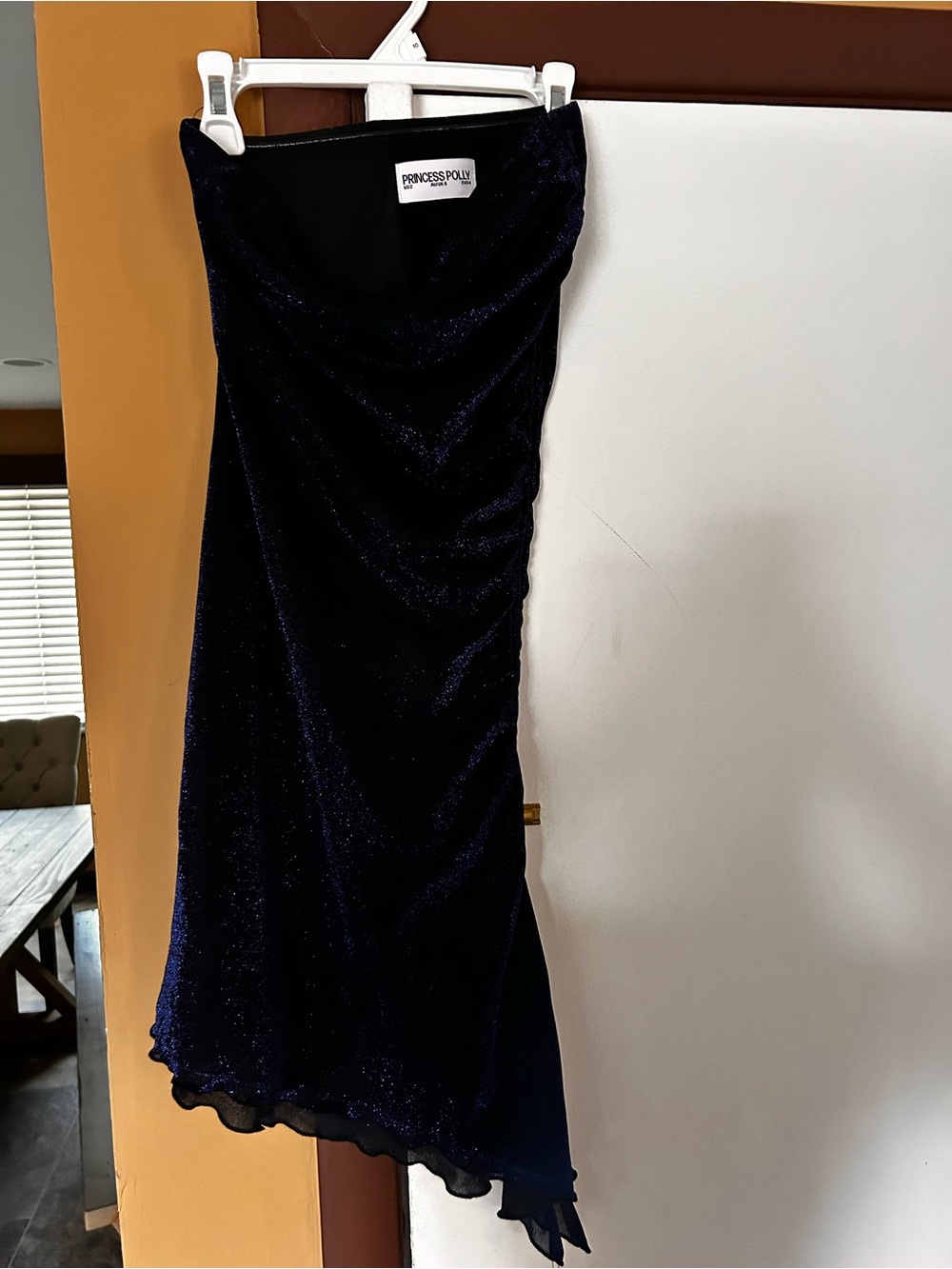 Princess Polly Navy Glitter Strapless Mini Dress Asymmetrical Party Dress size 2 - Picture 13 of 14